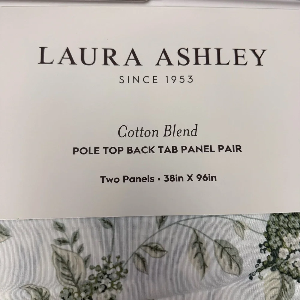 Laura Ashley Green Lilac Portland Floral Set of 2 Curtain Panels 38x96 in. NEW